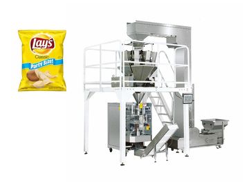 Electric Pastry Packaging Machine , Puffed Food Potato Chips Feeding Weighting Packing Machine